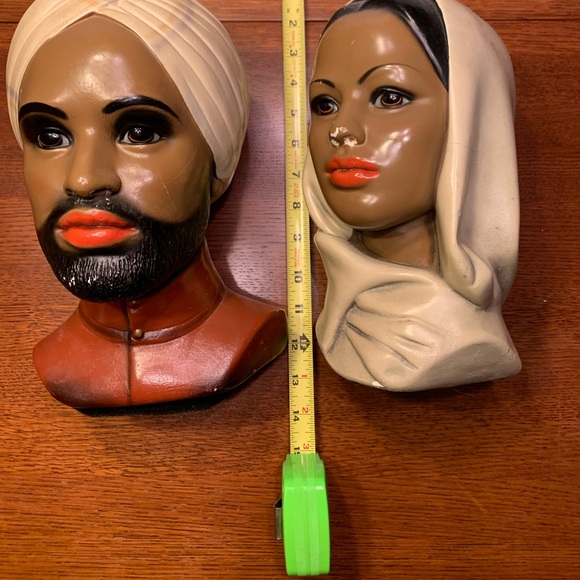 India Indian Busts Chalk Ware Retro 50’s- 60’s - Picture 6 of 7